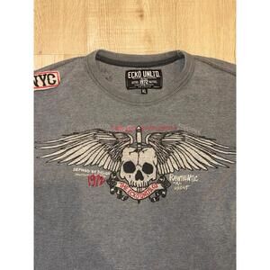 Ecko Unlimited Skull Patch Thermal Grey Mens XL Vintage Y2K Rare 90s Grail